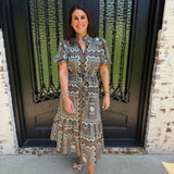 Combo Dress in Brown