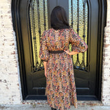 Rena Paisley Print Zip Up Dress in Black