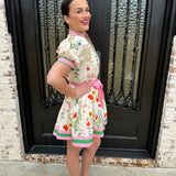 Sami Floral Fit and Flare Dress in Cream (available in PLUS sizes)