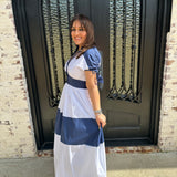 Vilagallo Linda Navy & White Maxi Dress