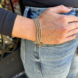 Beaded Alternating 2mm & 4mm Stretch Bracelet in Gold