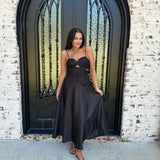 Wilhamina Braided Detail Midi Dress in Black