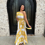 Lavi Isabella One Shoulder Maxi Dress in Yellow