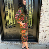 Eliza Midi Dress in Olive Trail