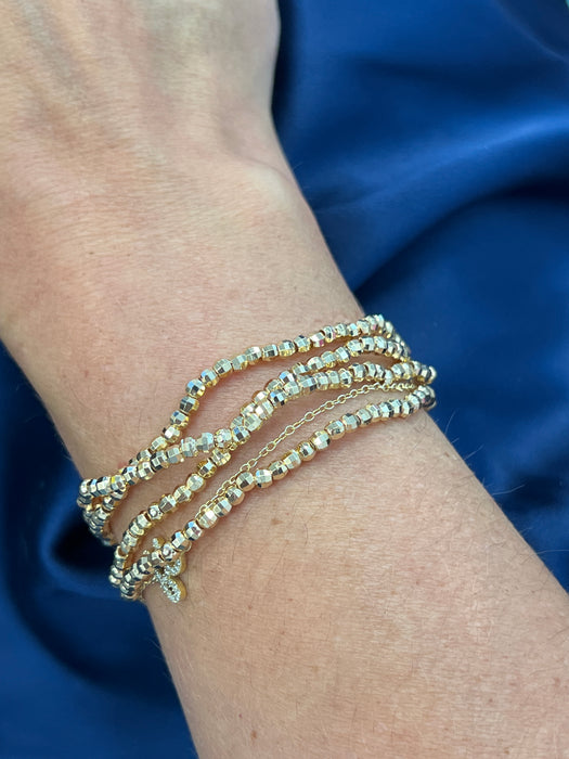 Smaller Diamond Cut Beaded Stretch Bracelet