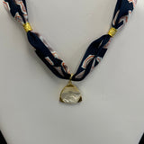 Scarf Necklace with Gold and Opal Triangle Pendant