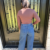 Longsleeve Scoop Neck Top in French Roast