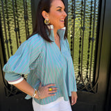 Molly Mock Neck Puff Sleeve in Mint