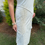 Madaket Embroidered Feather Midi Dress in White