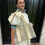 Bow Beach Tote in Ecru Raffia