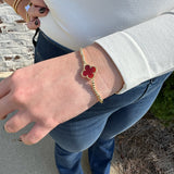 Single Color Clover Stretch Beaded Bracelet in Multiple Colors