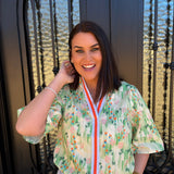 Lorie Placket Floral Print Top