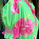 Lizzy Floral Midi Dress in Lime