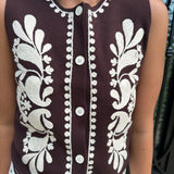 O'Conner Embroidered Knitted Vest in Dark Brown