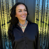 Scarf Necklace with Large Elephant Pendant