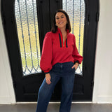 Cody Quarter Zip Sweatshirt in Red