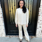 Spanx AirEssentials Brushed Flare Pant in Heather Cream