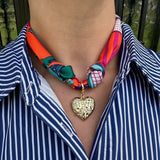 Scarf Necklace with Heart Starburst Charm