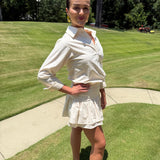 Drop Waist Mini Shirt Dress in Ivory