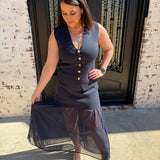 Kate Knit Button Top & Pleated Chiffon Midi Skirt Set