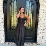 Wilhamina Braided Detail Midi Dress in Black