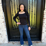 Longsleeve Scoop Neck Top in Black