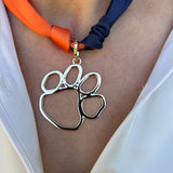 Scarf Necklace with Large Open Paw Print Pendant