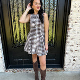 Pia Gingham Swing Dress in Brown