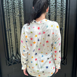 Vilagallo Multi Color Star Button Up Top