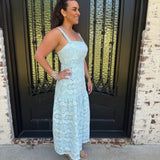 Lilah Maxi Dress in Blue/White