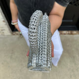 Acrylic and Silver Metallic Top Handle Purse