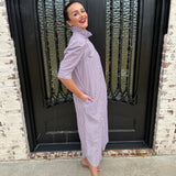 Nina Shirt Dress in Purple Stripes