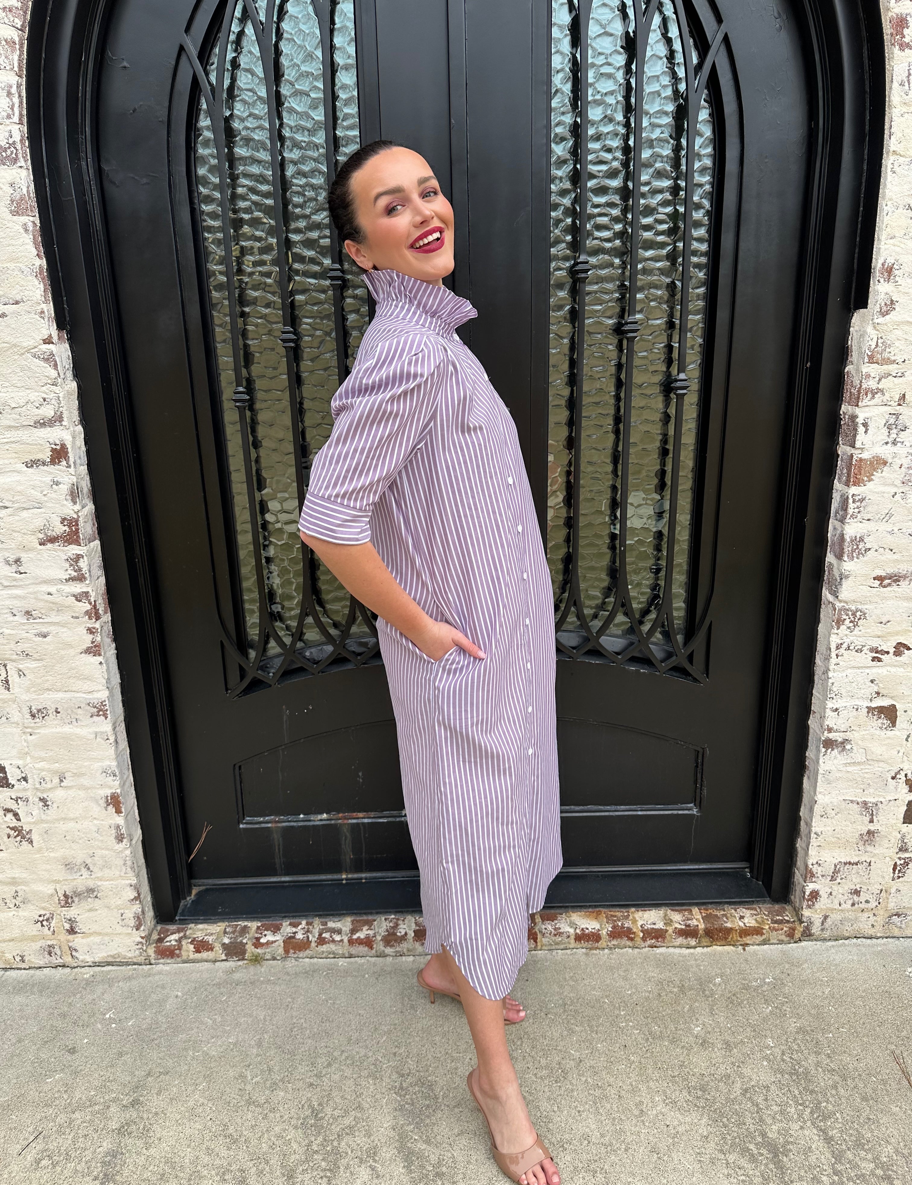 sale shirt dresses Women's Show Me the Way Light Blue Cotton Button Front Midi Shirt Dress | Size: L