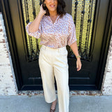 Sloan Stand up Collar Drop Shoulder Top in Soft Prowl