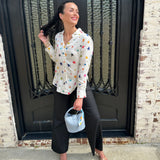 Mini Leather Bucket Bag in Blue