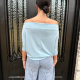 The SHORT SLEEVE ANYWHERE TOP in CLOUD BLUE
