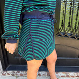 Navy and Green Stripe Skirt