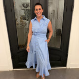 Donna Chambray Wrap Maxi Dress