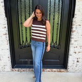 Dotty Stripe Vest in Brown/Ivory