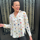 Vilagallo Multi Color Star Button Up Top