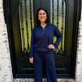 Spanx AirEssentials Half Zip in Navy