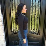 Longsleeve Mock Neck Top in Black