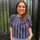 USA Stripe Top in Navy