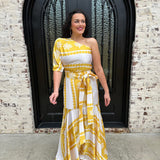 Lavi Isabella One Shoulder Maxi Dress in Yellow