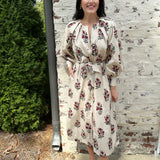 Franny Floral Dress in Ecru