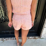 Danielle Embroidered Pink Gingham Set