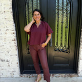 Glenda Puff Sleeve Top in Burgundy