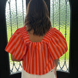 Sissy Stripe Square neck top in Coral