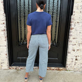 Grommet Waist Striped Wide Leg Jeans