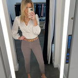 Tractr Mona Corduroy Raw Hem Skinny Grey Jeans